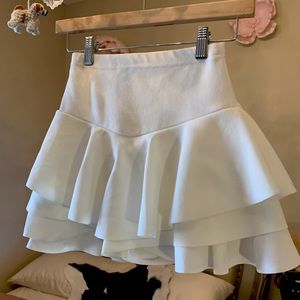 Cute Mini White Ruffled Women’s Skort